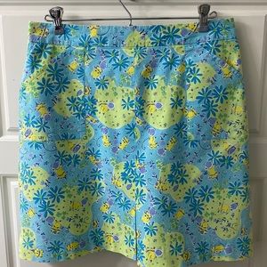 Lilly Pulitzer Blue, Lime & Yellow Floral Mini Skirt